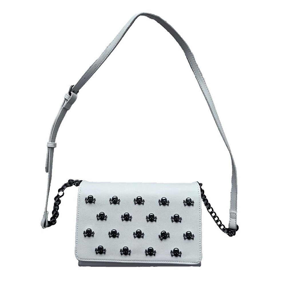Betsey Johnson Xosybil Crossbody Skull Stud Bag Chalk